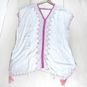 Z&L Europe Oceana Floral Swim Cover up with‎ PomPom Trim One Size